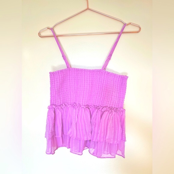 BCBGMaxAzria Tops - BCBGMaxAzria Purple Pleated Organic Linen Blouse NEW